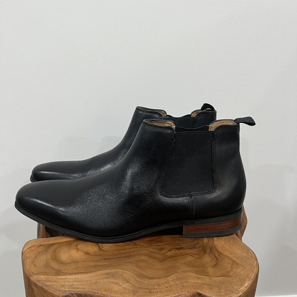 La Milano Premium Leather Ankle Boot Side Stretch Size 11 Black LF9416K